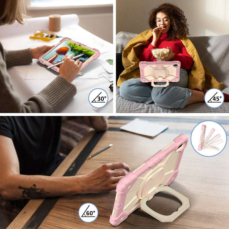 For Huawei Matepad SE 11 2024 Contrast Color Robot Silicone Hybrid PC Tablet Case(Rose Gold Beige)