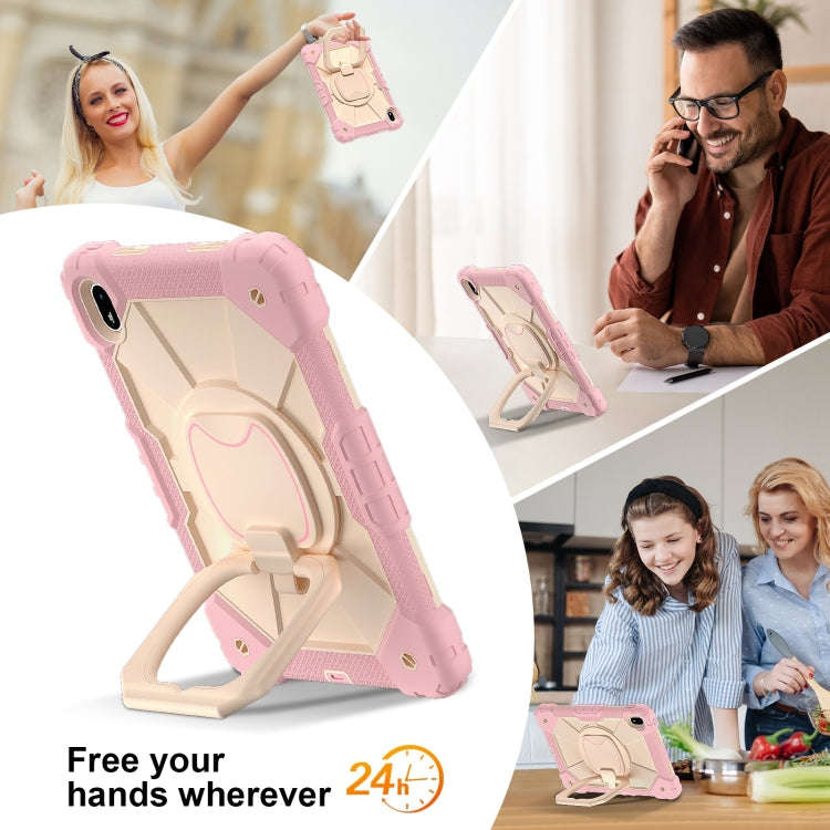 For Huawei Matepad SE 11 2024 Contrast Color Robot Silicone Hybrid PC Tablet Case(Rose Gold Beige)