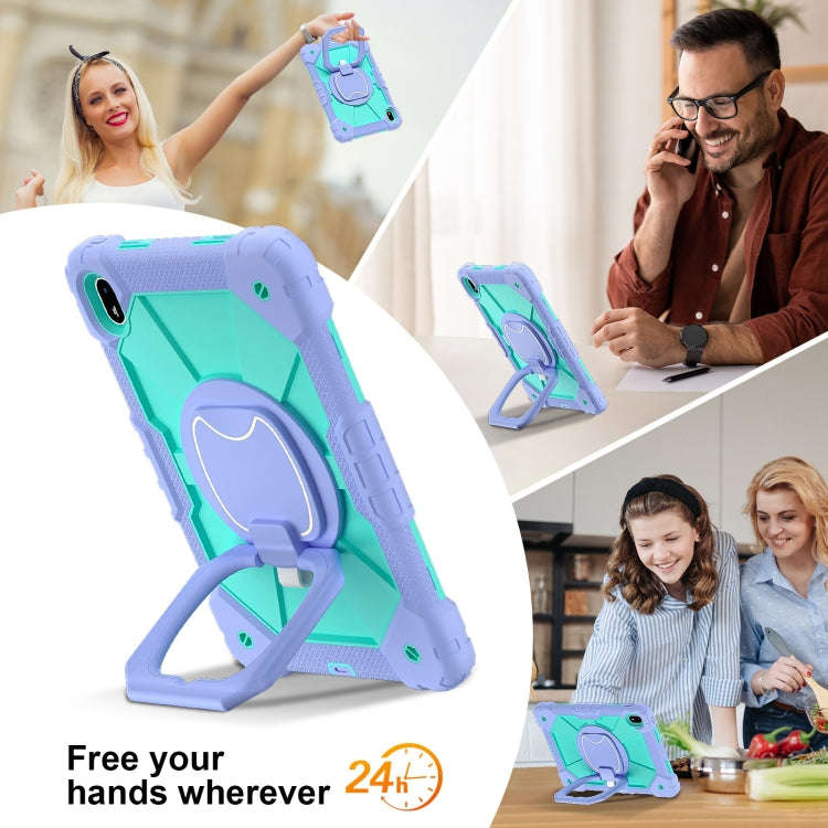 For Huawei Matepad SE 11 2024 Contrast Color Robot Silicone Hybrid PC Tablet Case(Purple Mint Green)