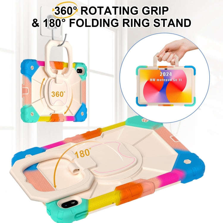 For Huawei Matepad SE 11 2024 Contrast Color Robot Silicone Hybrid PC Tablet Case(Colorful Blue)
