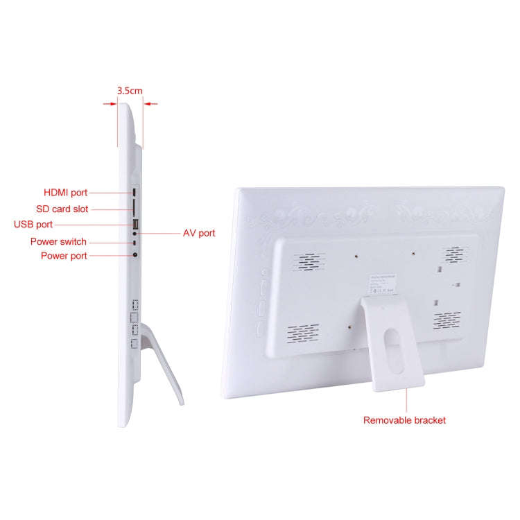 18.5 inch IPS Screen Digital Photo Frame, Plug Type:US Plug(White)
