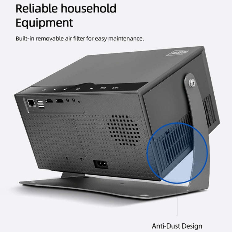 AUN A003 Pro 1920 x 1080P 350 Lumens Portable Home Theater LED HD Digital Projector, EU Plug(Grey)