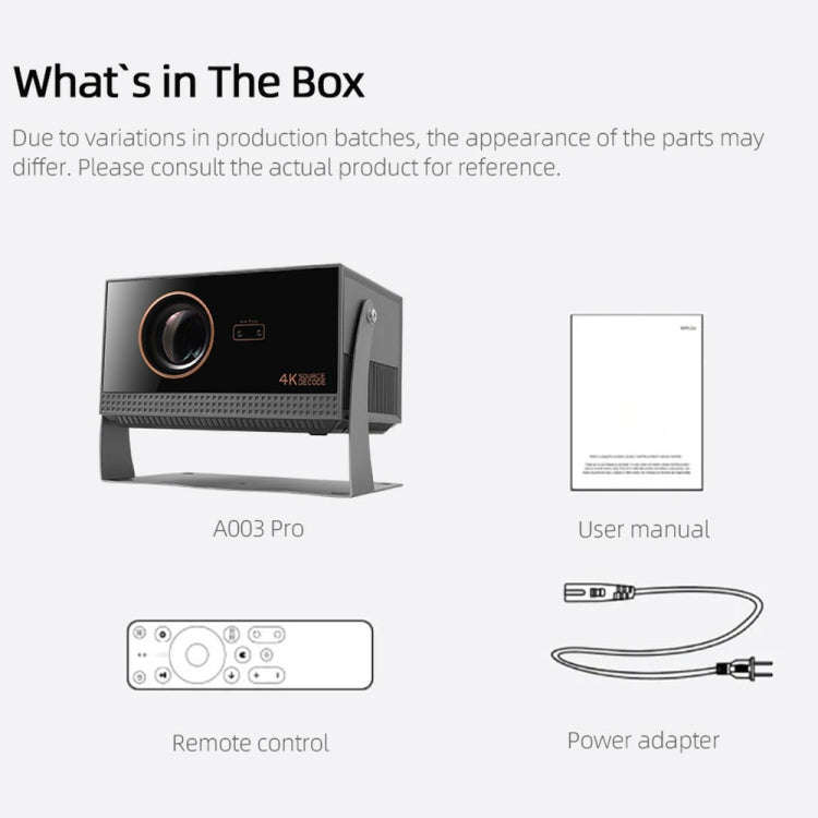 AUN A003 Pro 1920 x 1080P 350 Lumens Portable Home Theater LED HD Digital Projector, EU Plug(Grey)