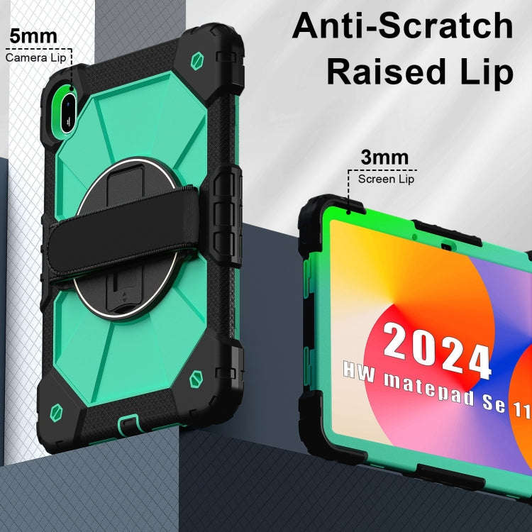 For Huawei MatePad SE 11 2024 Contrast Color Robot Silicone Hybrid PC Tablet Case(Black Mint Green)