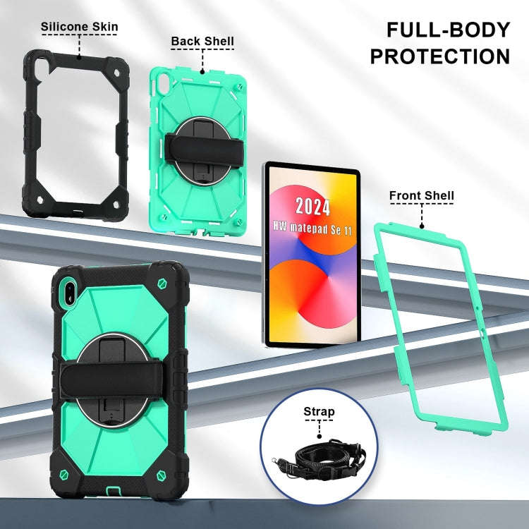 For Huawei MatePad SE 11 2024 Contrast Color Robot Silicone Hybrid PC Tablet Case(Black Mint Green)