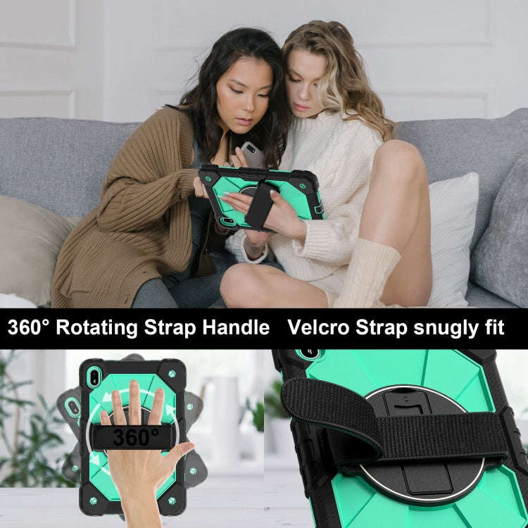 For Huawei MatePad SE 11 2024 Contrast Color Robot Silicone Hybrid PC Tablet Case(Black Mint Green)