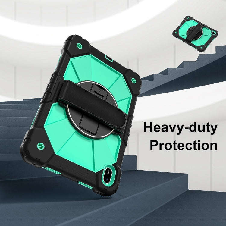 For Huawei MatePad SE 11 2024 Contrast Color Robot Silicone Hybrid PC Tablet Case(Black Mint Green)