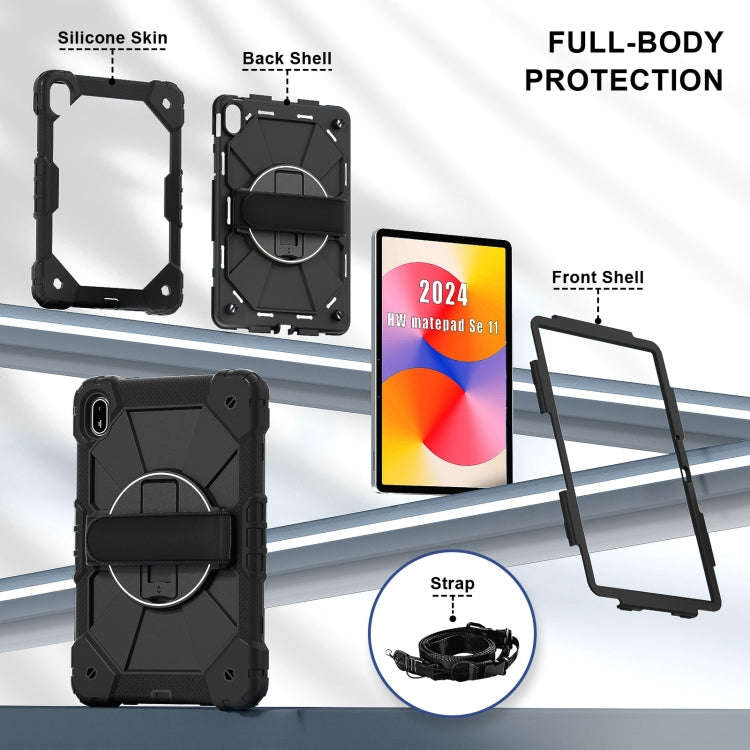 For Huawei MatePad SE 11 2024 Contrast Color Robot Silicone Hybrid PC Tablet Case(Black)