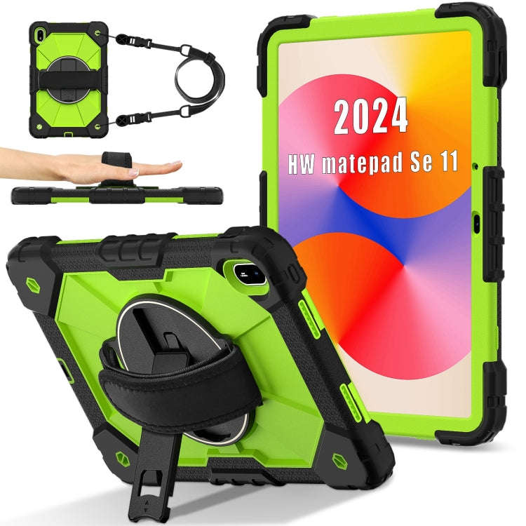 For Huawei MatePad SE 11 2024 Contrast Color Robot Silicone Hybrid PC Tablet Case(Black Yellow Gr...