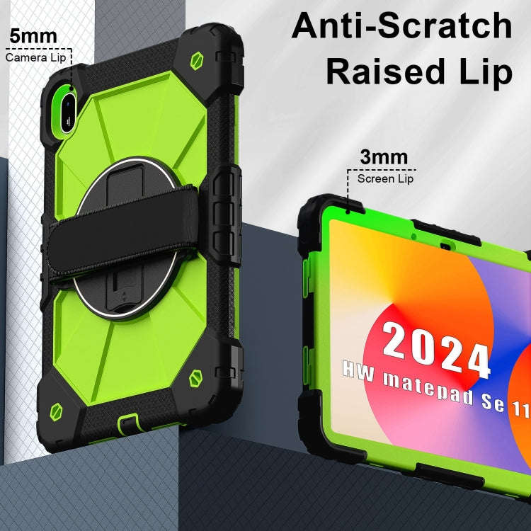 For Huawei MatePad SE 11 2024 Contrast Color Robot Silicone Hybrid PC Tablet Case(Black Yellow Gr...