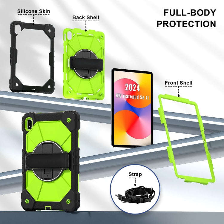 For Huawei MatePad SE 11 2024 Contrast Color Robot Silicone Hybrid PC Tablet Case(Black Yellow Gr...
