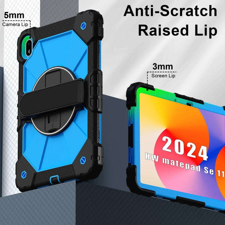 For Huawei MatePad SE 11 2024 Contrast Color Robot Silicone Hybrid PC Tablet Case(Black Blue)