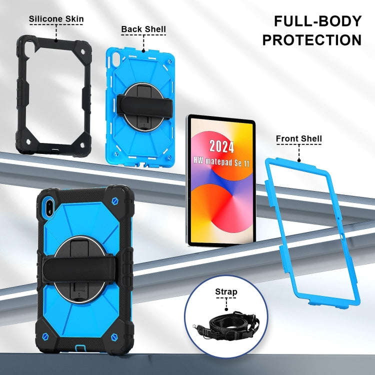 For Huawei MatePad SE 11 2024 Contrast Color Robot Silicone Hybrid PC Tablet Case(Black Blue)