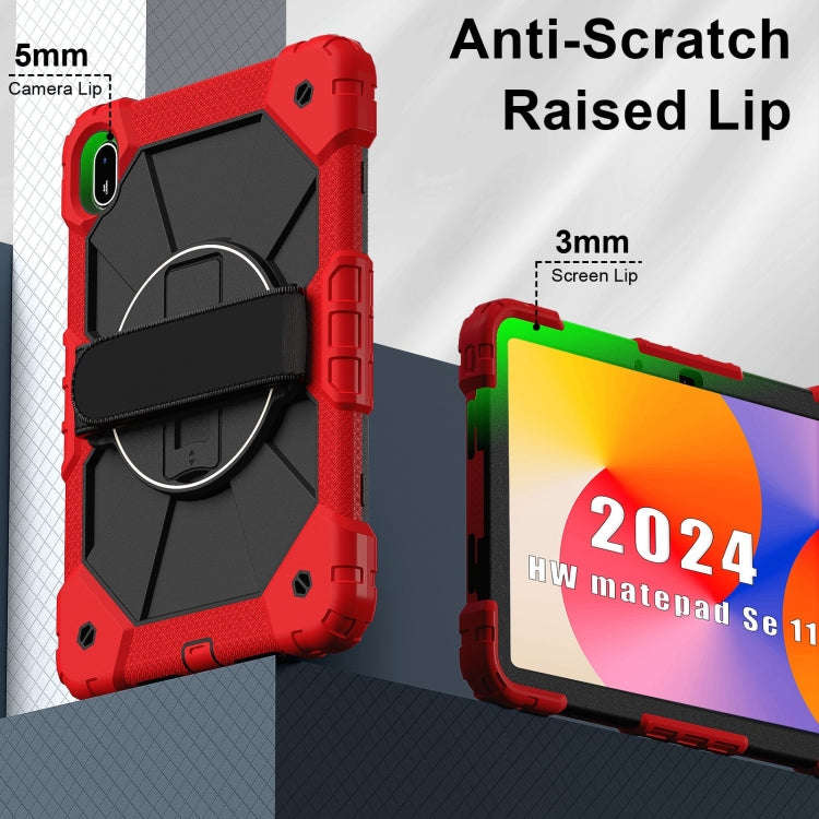 For Huawei MatePad SE 11 2024 Contrast Color Robot Silicone Hybrid PC Tablet Case(Red Black)