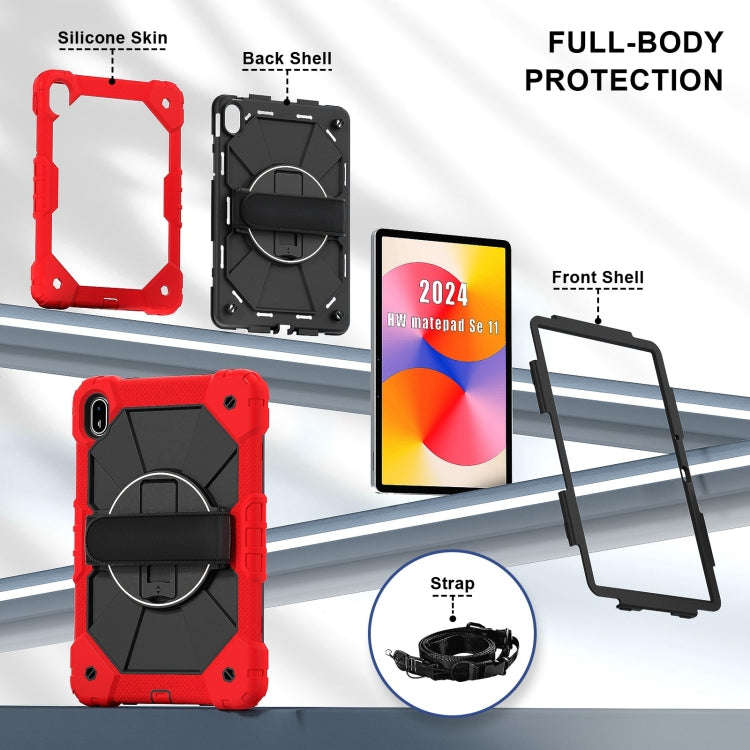For Huawei MatePad SE 11 2024 Contrast Color Robot Silicone Hybrid PC Tablet Case(Red Black)
