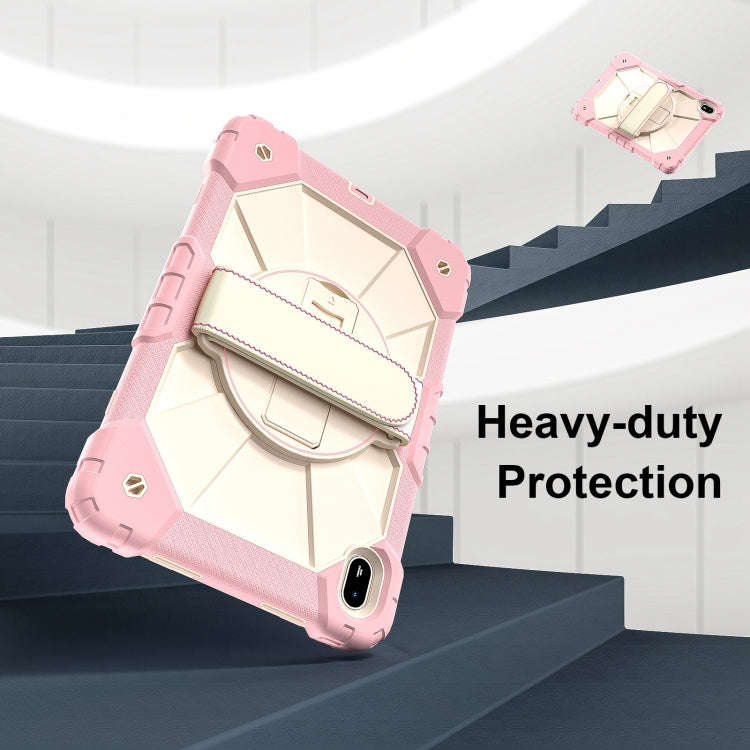 For Huawei MatePad SE 11 2024 Contrast Color Robot Silicone Hybrid PC Tablet Case(Rose Gold Beige)