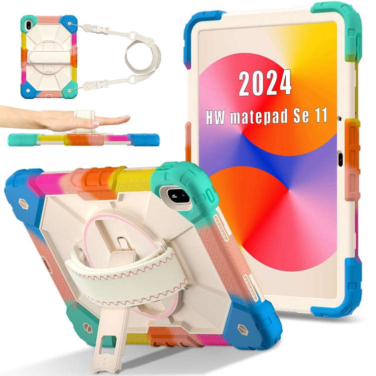 For Huawei MatePad SE 11 2024 Contrast Color Robot Silicone Hybrid PC Tablet Case(Colorful Blue)