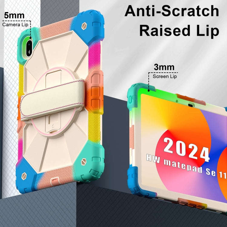 For Huawei MatePad SE 11 2024 Contrast Color Robot Silicone Hybrid PC Tablet Case(Colorful Blue)