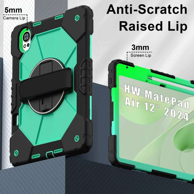For Huawei MatePad Air 12 2024 Contrast Color Robot Silicone Hybrid PC Tablet Case(Black Mint Green)