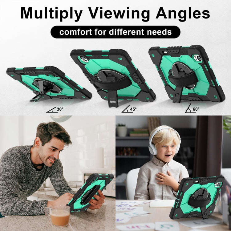 For Huawei MatePad Air 12 2024 Contrast Color Robot Silicone Hybrid PC Tablet Case(Black Mint Green)