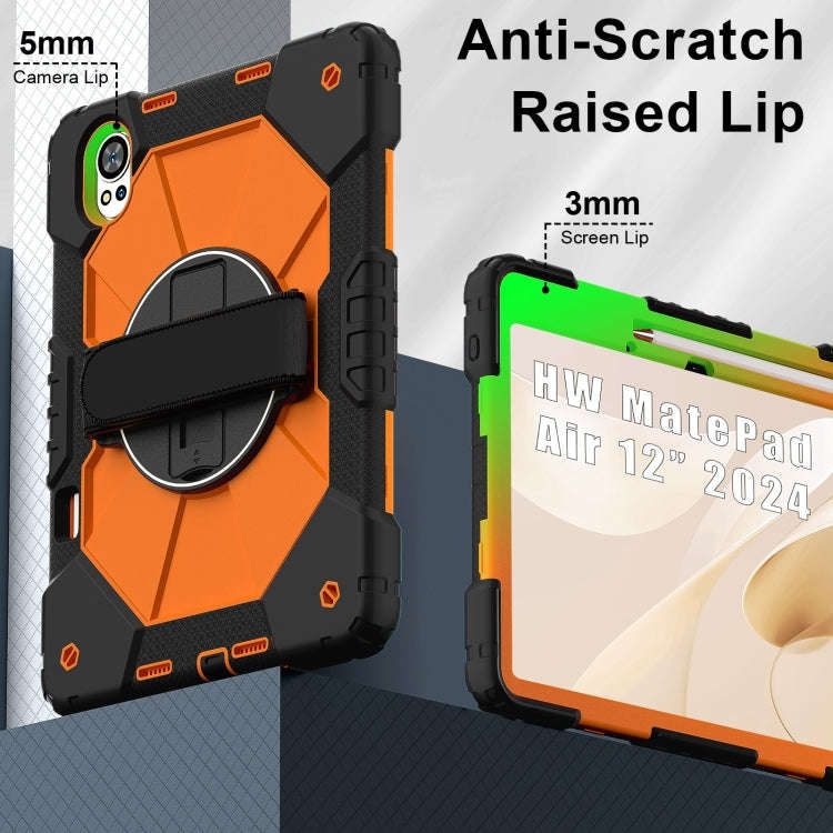 For Huawei MatePad Air 12 2024 Contrast Color Robot Silicone Hybrid PC Tablet Case(Black Orange)