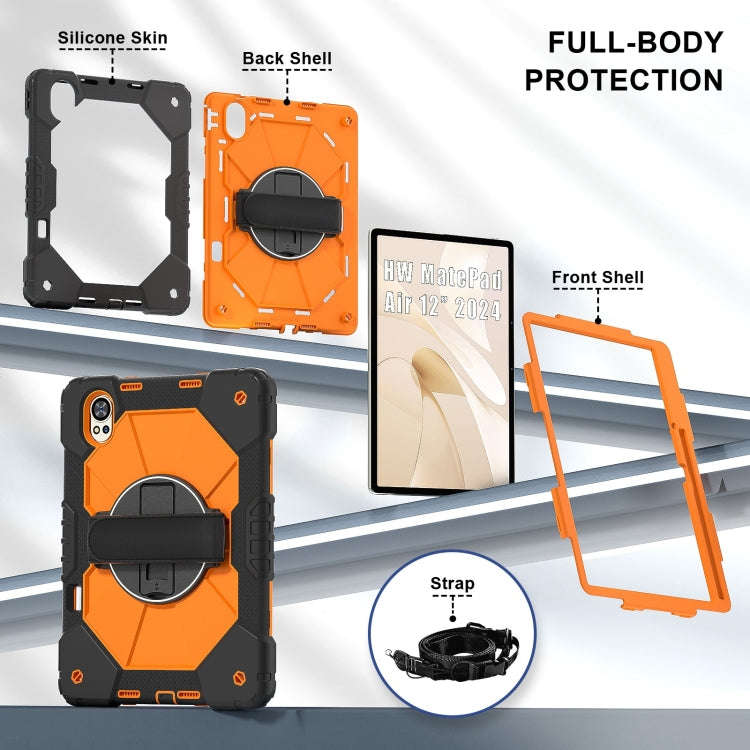 For Huawei MatePad Air 12 2024 Contrast Color Robot Silicone Hybrid PC Tablet Case(Black Orange)