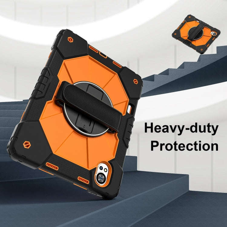 For Huawei MatePad Air 12 2024 Contrast Color Robot Silicone Hybrid PC Tablet Case(Black Orange)