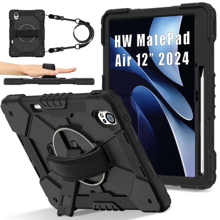 For Huawei MatePad Air 12 2024 Contrast Color Robot Silicone Hybrid PC Tablet Case(Black)