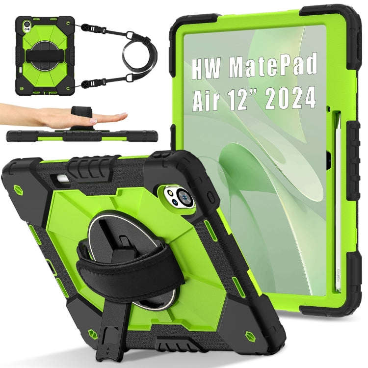 For Huawei MatePad Air 12 2024 Contrast Color Robot Silicone Hybrid PC Tablet Case(Black Yellow G...