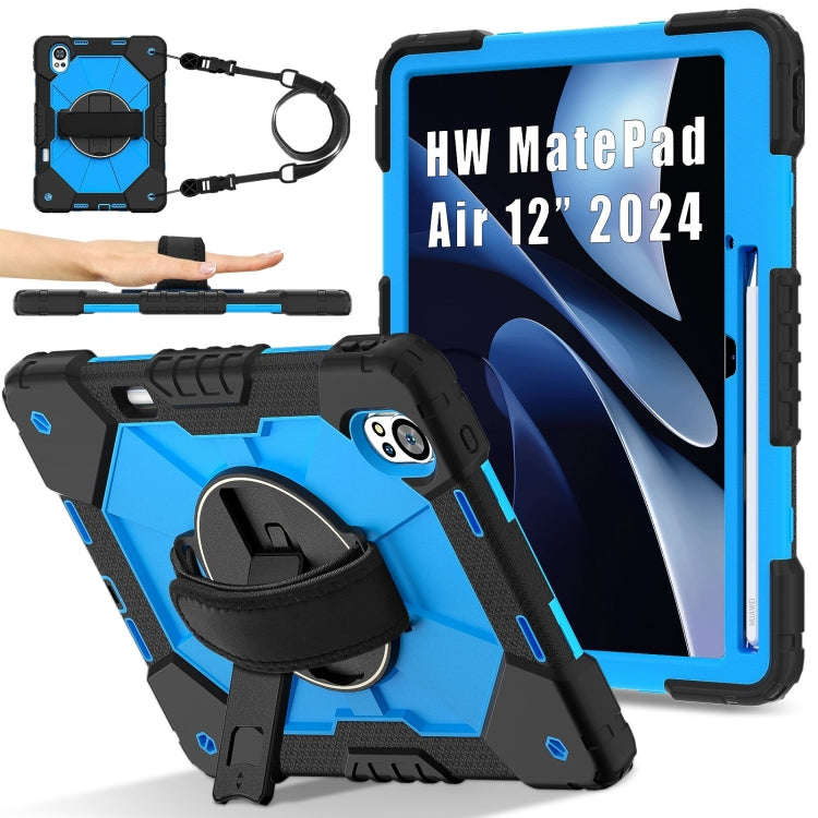 For Huawei MatePad Air 12 2024 Contrast Color Robot Silicone Hybrid PC Tablet Case(Black Blue)