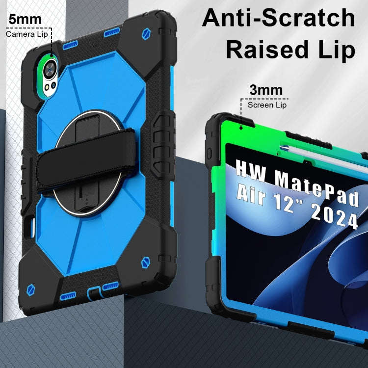 For Huawei MatePad Air 12 2024 Contrast Color Robot Silicone Hybrid PC Tablet Case(Black Blue)