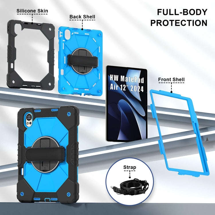 For Huawei MatePad Air 12 2024 Contrast Color Robot Silicone Hybrid PC Tablet Case(Black Blue)