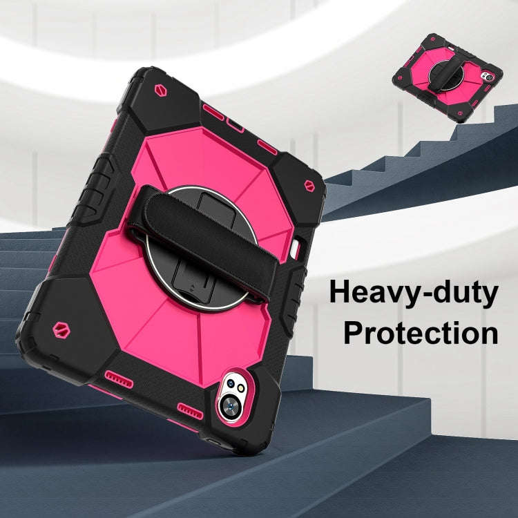 For Huawei MatePad Air 12 2024 Contrast Color Robot Silicone Hybrid PC Tablet Case(Black Rose Red)
