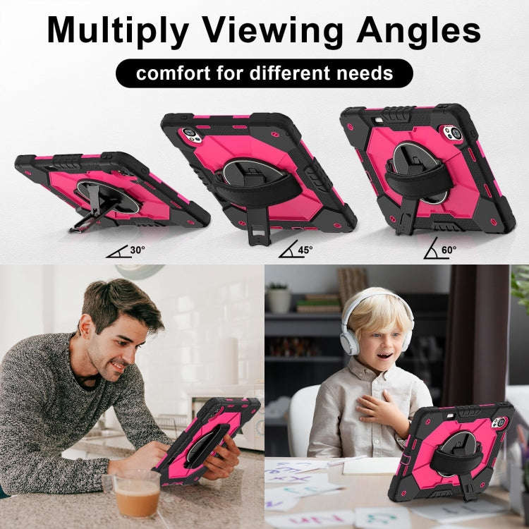 For Huawei MatePad Air 12 2024 Contrast Color Robot Silicone Hybrid PC Tablet Case(Black Rose Red)