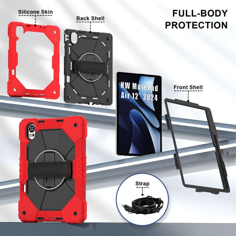 For Huawei MatePad Air 12 2024 Contrast Color Robot Silicone Hybrid PC Tablet Case(Red Black)