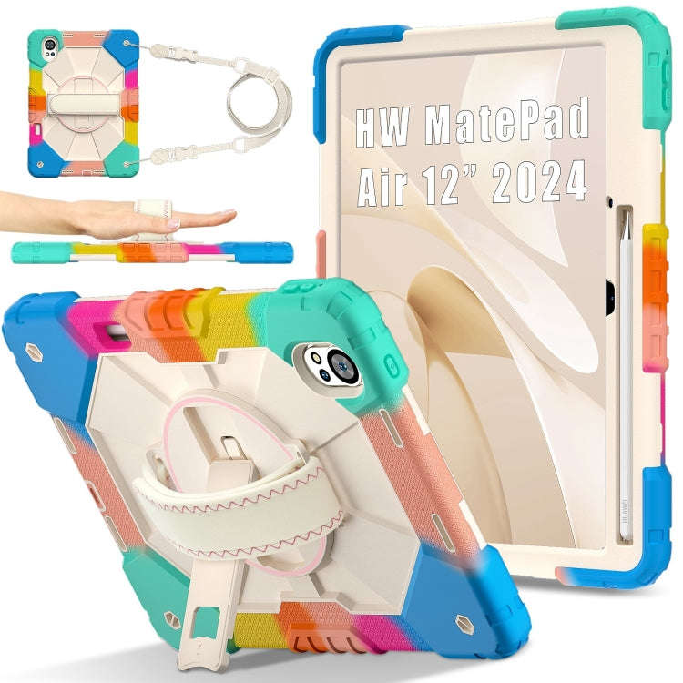 For Huawei MatePad Air 12 2024 Contrast Color Robot Silicone Hybrid PC Tablet Case(Colorful Blue)
