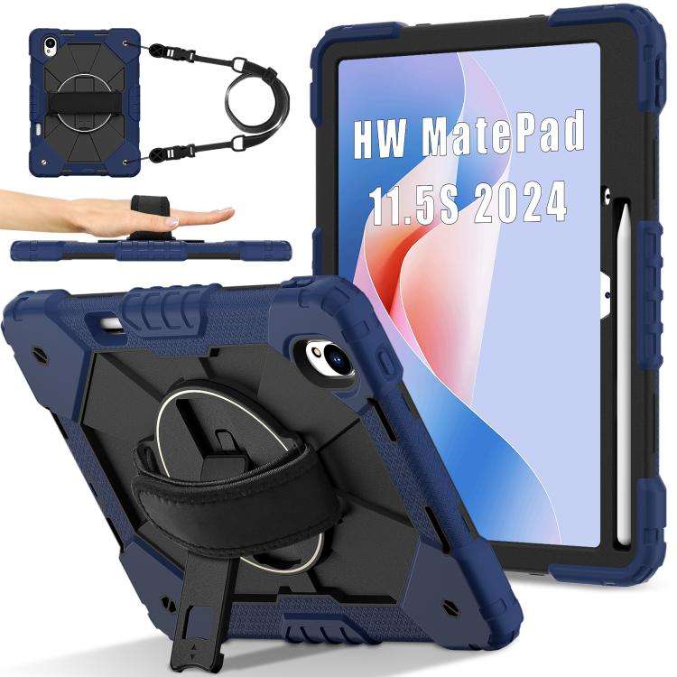 For Huawei MatePad 11.5 S Contrast Color Robot Silicone Hybrid PC Tablet Case(Navy Black)