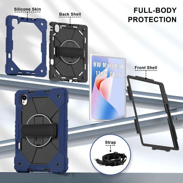 For Huawei MatePad 11.5 S Contrast Color Robot Silicone Hybrid PC Tablet Case(Navy Black)