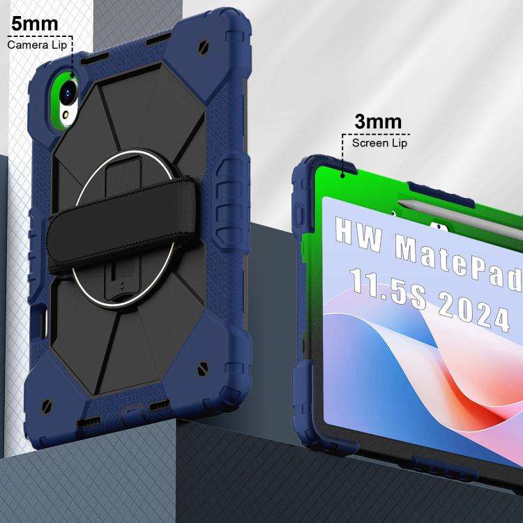 For Huawei MatePad 11.5 S Contrast Color Robot Silicone Hybrid PC Tablet Case(Navy Black)
