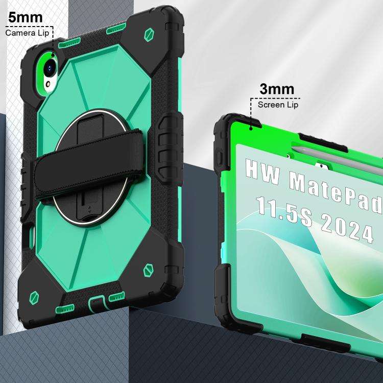 For Huawei MatePad 11.5 S Contrast Color Robot Silicone Hybrid PC Tablet Case(Black Mint Green)