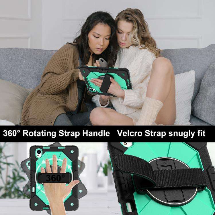 For Huawei MatePad 11.5 S Contrast Color Robot Silicone Hybrid PC Tablet Case(Black Mint Green)
