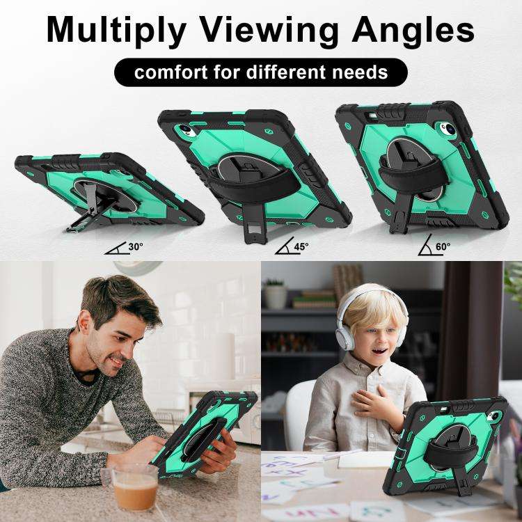 For Huawei MatePad 11.5 S Contrast Color Robot Silicone Hybrid PC Tablet Case(Black Mint Green)