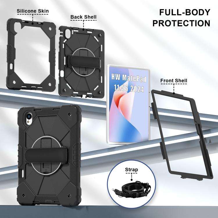 For Huawei MatePad 11.5 S Contrast Color Robot Silicone Hybrid PC Tablet Case(Black)