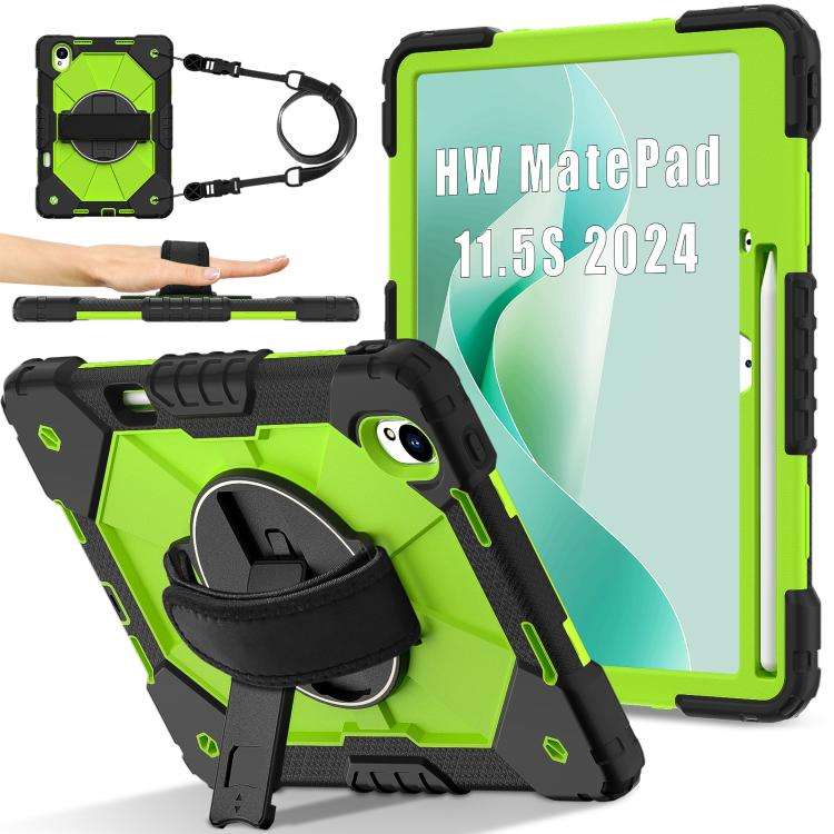 For Huawei MatePad 11.5 S Contrast Color Robot Silicone Hybrid PC Tablet Case(Black Yellow Green)