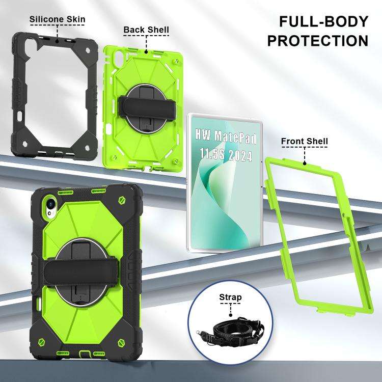 For Huawei MatePad 11.5 S Contrast Color Robot Silicone Hybrid PC Tablet Case(Black Yellow Green)