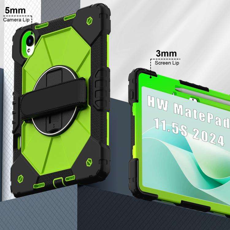 For Huawei MatePad 11.5 S Contrast Color Robot Silicone Hybrid PC Tablet Case(Black Yellow Green)