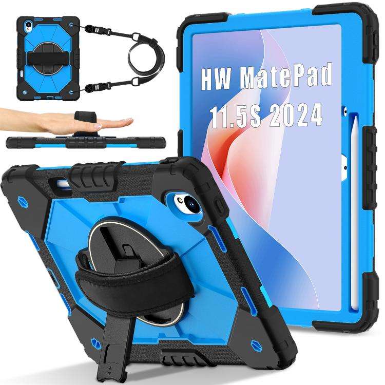For Huawei MatePad 11.5 S Contrast Color Robot Silicone Hybrid PC Tablet Case(Black Blue)