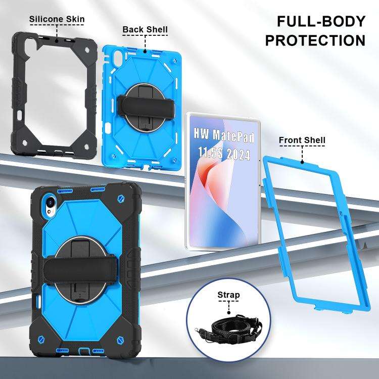 For Huawei MatePad 11.5 S Contrast Color Robot Silicone Hybrid PC Tablet Case(Black Blue)