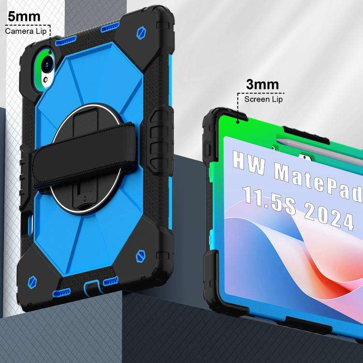 For Huawei MatePad 11.5 S Contrast Color Robot Silicone Hybrid PC Tablet Case(Black Blue)