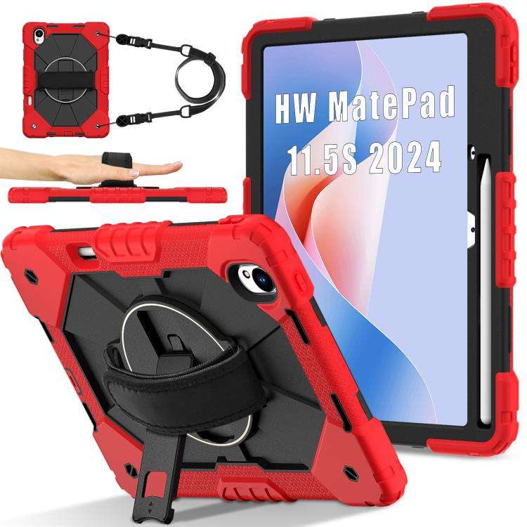 For Huawei MatePad 11.5 S Contrast Color Robot Silicone Hybrid PC Tablet Case(Red Black)